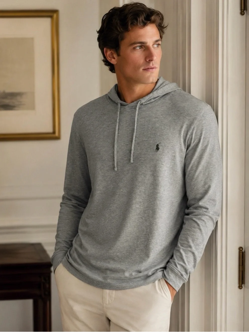 Polo Ralph Lauren Lightweight Hoodie T-Shirt Men L Pony Logo Cotton Quite Luxury